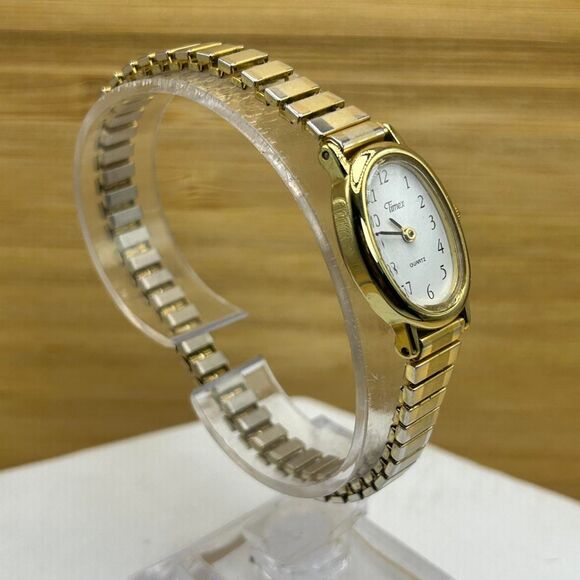 Timex Women Cavatina Dress Gold Tone Expansion Band 18mm Quartz Watch 5 1/4" - Picture 3 of 4